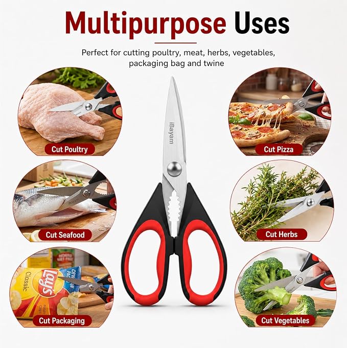 iBayam 3-Pack 8.5"Kitchen Scissors All Purpose Heavy Duty - Image 3