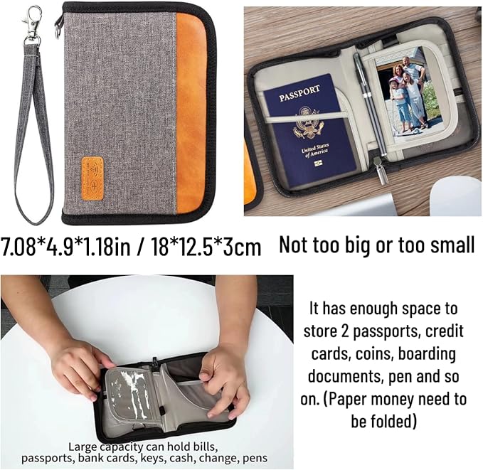 Passport Holder for Famliy Travel Wallet Passport Wallet Document RFID Blocking - Image 5