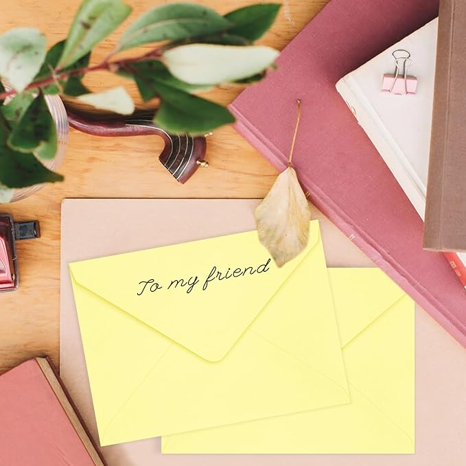 100 Pack A7 Envelopes, Light Yellow Greeting Card Envelopes Self Seal, 5.24 x - Image 2