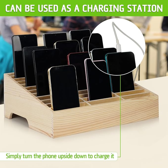 Wooden 36-Grid Cell Phones Storage Box Desktop Mobile Phone Holder Organizer - Image 3