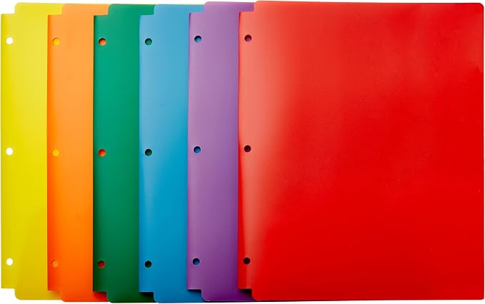 Amazon Basics Plastic 3-Hole Punch File Folders by AmazonBasics