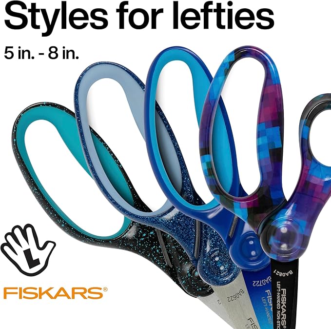 Fiskars 7" SoftGrip Left-Handed Student Glitter Scissors - Image 5