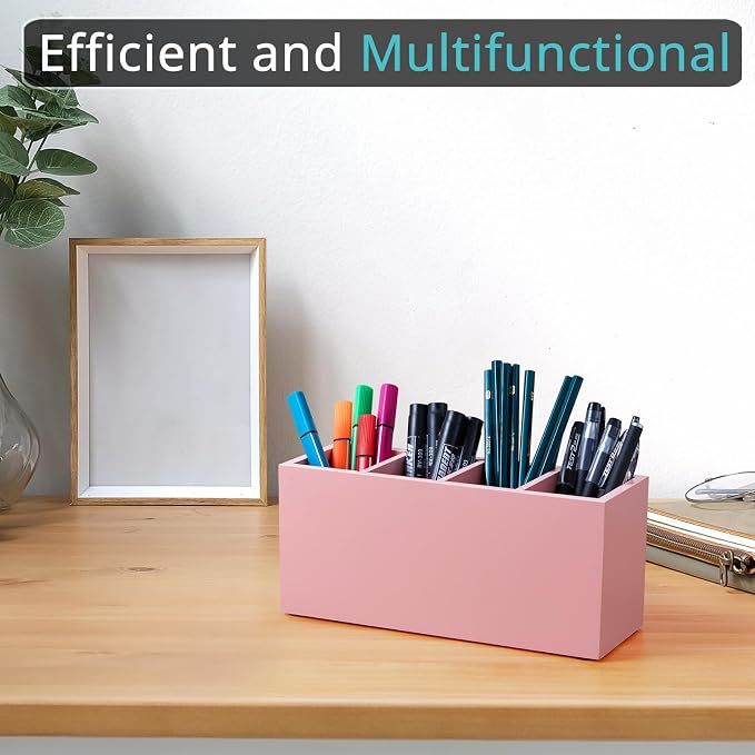 Bivvclaz Pencil Pen Holder for Desk, Wooden Office Desk Organizers and - Image 2