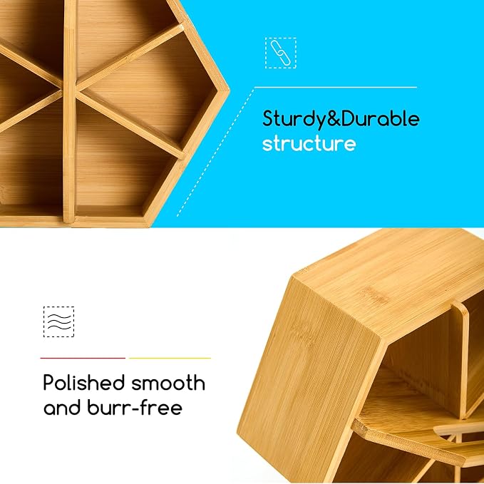 MEEDEN Bamboo Rotating Art Supply Desk Organizer: Pen & Pencil Holder - Image 4
