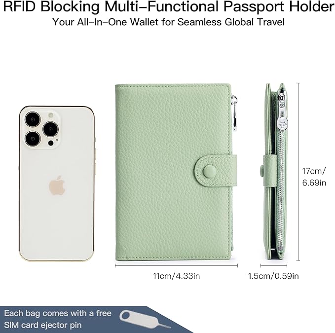Genuine Leather RFID Blocking Passport Holder Wallet, Travel Document Organizer - Image 2