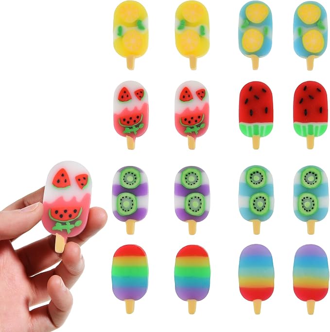 DOMG 16Pcs Ice Cream Erasers for Kids, Cute Fruit Shaped Fun Food Eraser for by DOMG