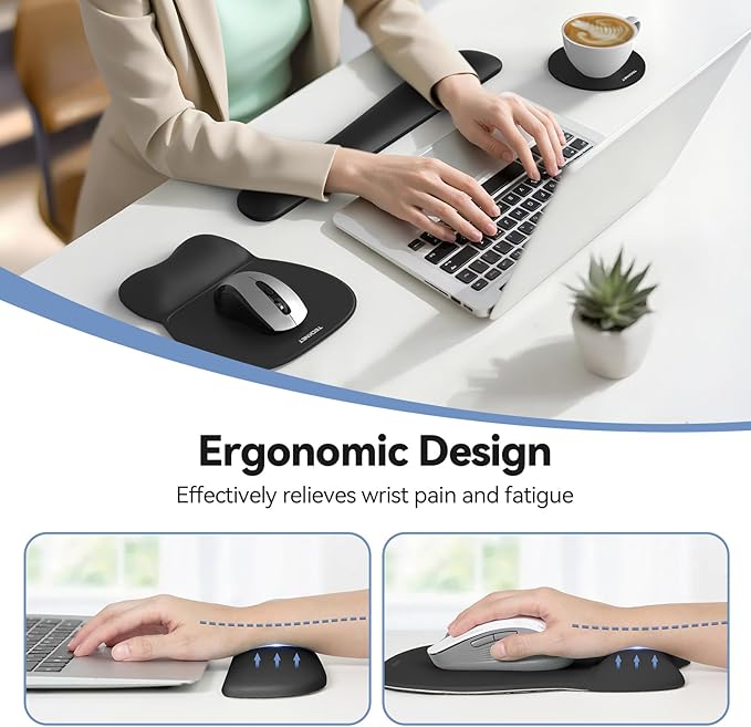 TECKNET Gel Mouse Pad with Wrist Rest, 3 in 1 Keyboard Wrist Rest - Image 5