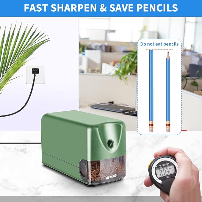 AFMAT Heavy Duty Electric Pencil Sharpener, Auto Stop Classroom Pencil - Image 4