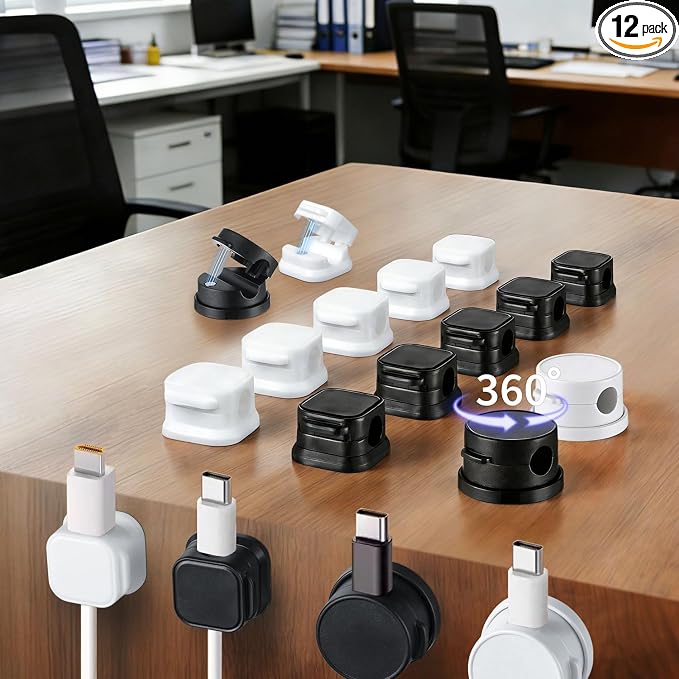 12 Pack Cable Clips Suitable For Office Desks Home Desks, Telephones, Tabletops by LAGEBONA
