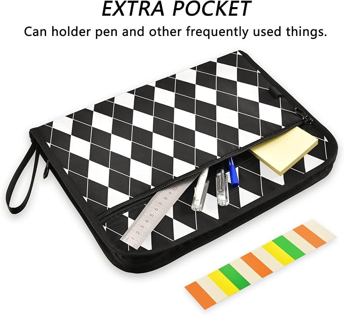 Black White Harlequin Pattern Accordion File Organizer Expanding Document Folder - Image 2