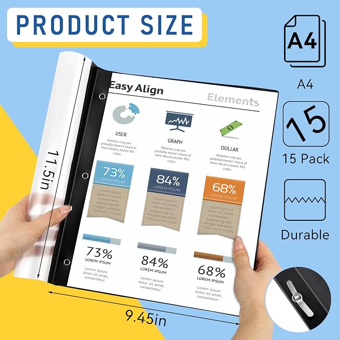 15 Pack Report Covers with 3-Prong Fasteners, Presentation Folders - Image 2