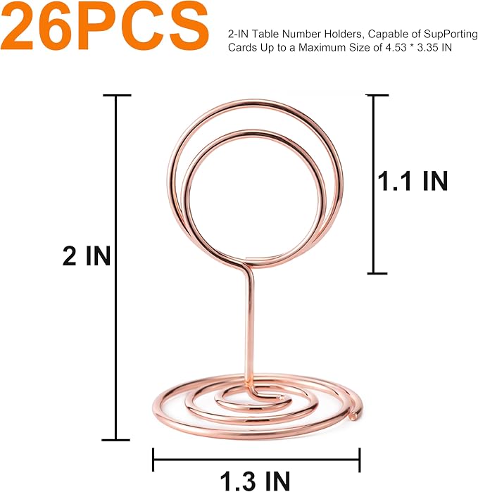 Hoewina 26Pcs Table Number Holders, Place Card Holder, Wire Picture Holder - Image 2
