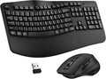 Wireless Keyboard and Mouse Combo, 2.4G Full Size Wave Keys Ergonomic Keyboard by Unknown