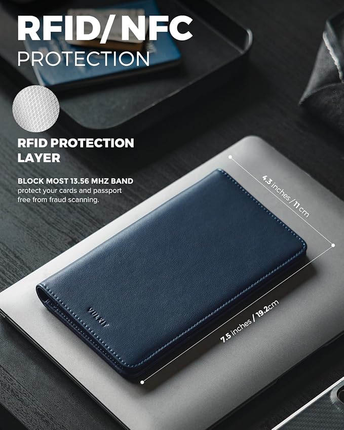 VULKIT Passport Holder Wallet RFID Blocking Travel Wallet - Image 3