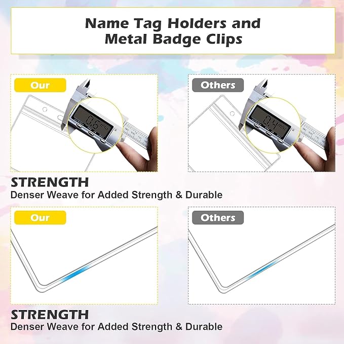 10 Sets Badge Holders and Metal Clips Clear Horizontal Name Tag ID Card Holder - Image 4