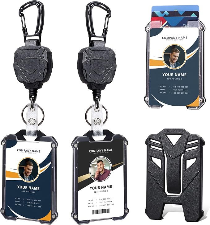 Badge Holder Retractable Clip Heavy Duty Carabiner Badge Reel Keychain by COOKOOKY