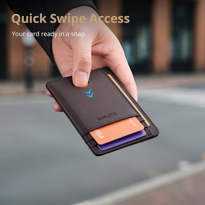 Buffway Slim Minimalist Front Pocket RFID Blocking Leather Wallets - Image 4