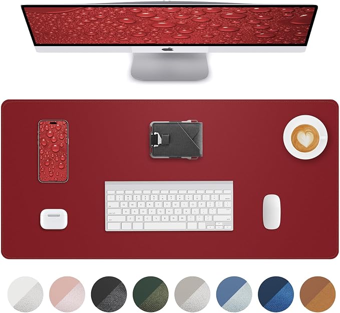 Leather Desk Protector, Non-Slip PU Laptop Blotter, Waterproof Writing Pad by AFIING