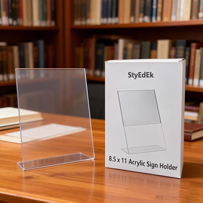 6 Pack 8.5x11 Inch Acrylic Sign Holder Clear Plastic Table Paper Display Stand - Image 4