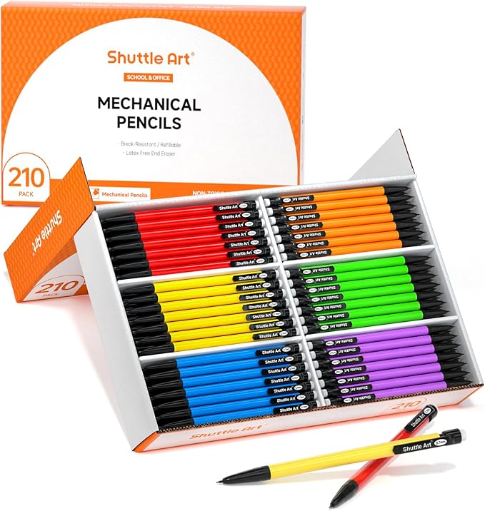 Shuttle Art Mechanical Pencils, 210 Pack Bulk Mechanical Pencils 0.7mm Medium by ShuttleArt