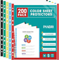 Sheet Protectors, PANDRI 200 Pack Color Heavy Duty Plastic Page Protectors by PANDRI