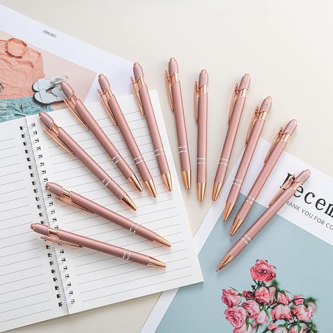 PASISIBICK 12 Pieces Rose Gold Ballpoint Pen - Image 4