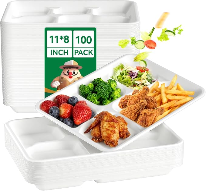 JOLLY CHEF Compostable  Compartment Paper Plates  *   Heavy by JOLLYCHEF
