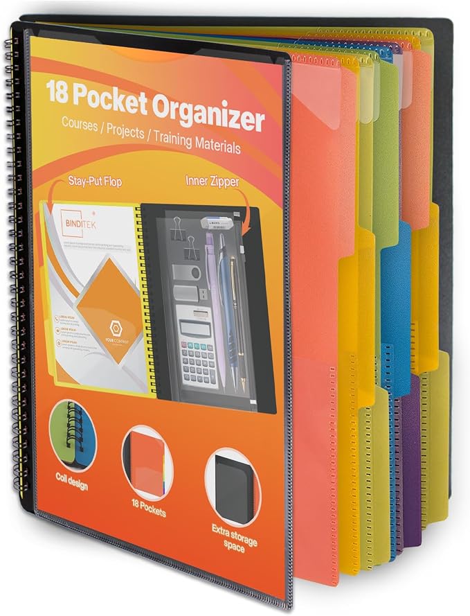 1 Pack 18 Pocket Poly Project Organizer by Binditek