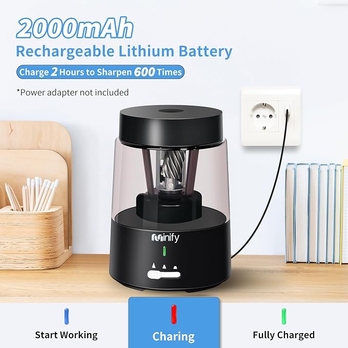 Pencil Sharpener Electric Pencil Sharpener Heavy Duty Blade Rechargeable - Image 4