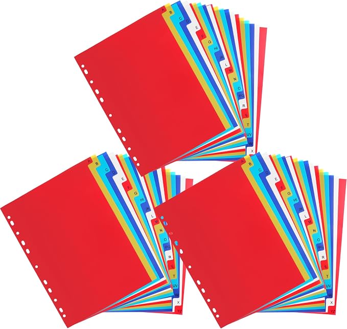 3 Sets 21-Tab A-Z Alphabet Binder Dividers by Prudiut