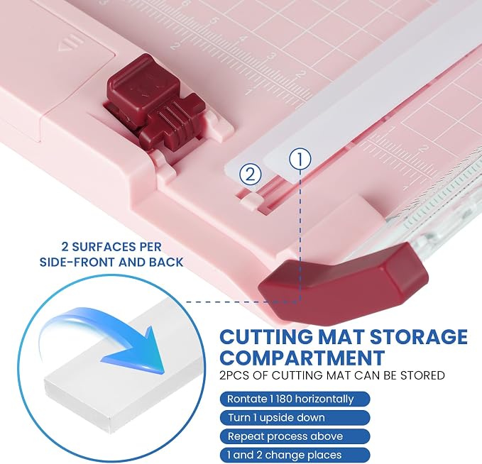 Paper Cutter Pink Rotary Paper Trimmer, 12 Inch Paper Cutter - Image 5