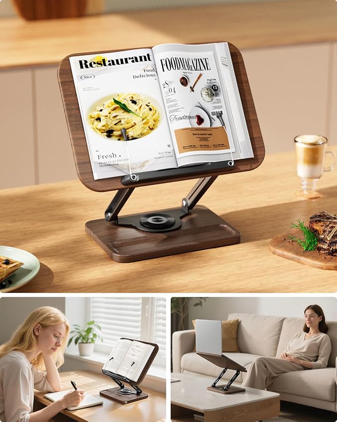 Viozon Book Stand for Reading, Book Holder 360° Rotating Base - Image 4
