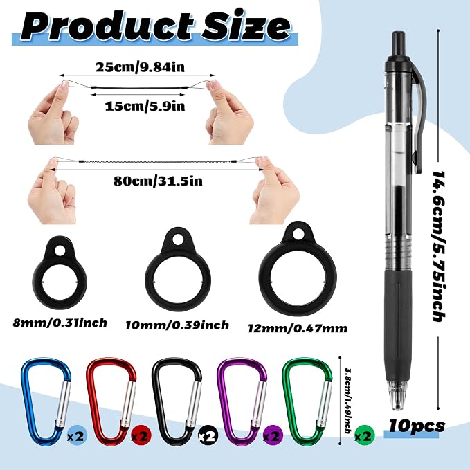Lewtemi 10 Sets 24 Inch Pen Leash Pen Silicone Lanyard Holder - Image 2