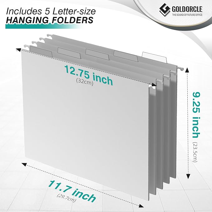 Hanging File Organizer, Letter-Size File Holder Filing Box - Image 2