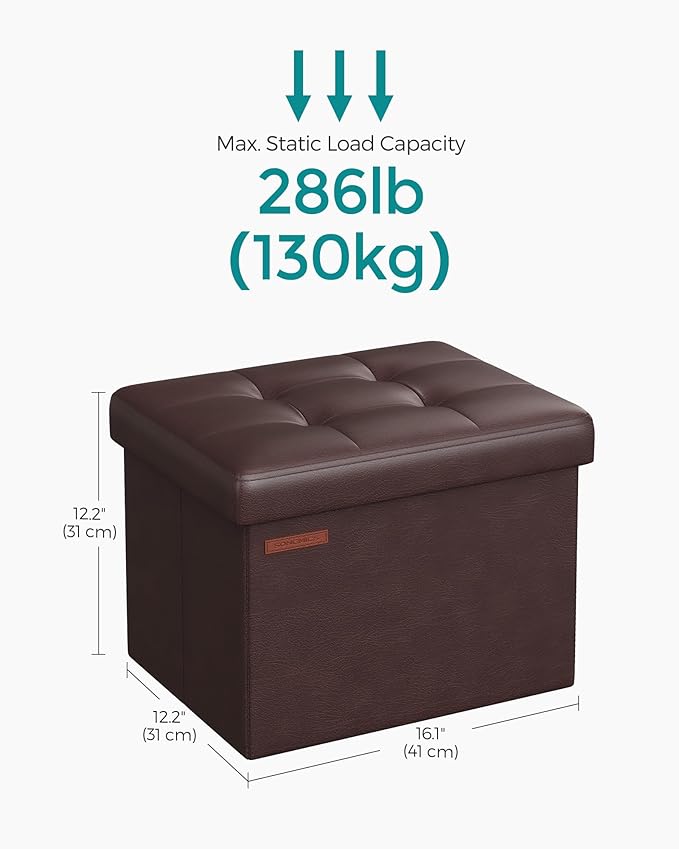 SONGMICS Small Folding Storage Ottoman, Foot Rest Stool, Cube Footrest - Image 2