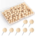 120Pcs Ball Wooden Push Pins, Wood Pins and Tacks, Decorative Cork Board Pins by GOOLADA