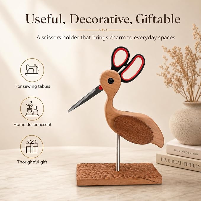 Wooden Sewing Scissor Holder Sewing Lover Gifts Sewing Room Decor | Crane - Image 9
