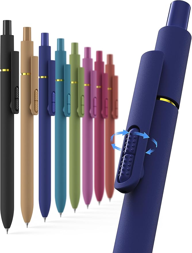 Hiacry 8 Pcs Gel Pens, Quick-Dry Long Lasting Black Ink-0.7 MM Fine Point | by HIACRY