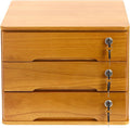 Lockable Desk Organizer Wooden Desktop Drawers Office Flat Files Storage Box by Unknown
