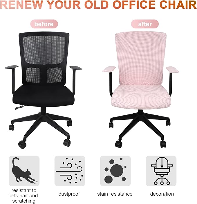 Tallew 4 Pcs Office Chair Covers Set Computer Universal Protective Stretchable - Image 5