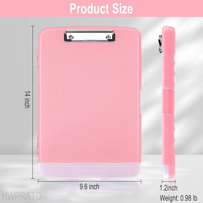 HWPRATO Glitter Clipboard with Storage, Clip Boards 8.5x11 with Pen Holder - Image 2