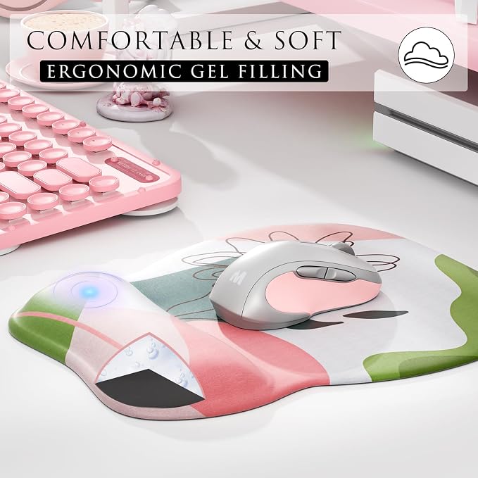 MROCO Ergonomic Mouse Pad with Gel Wrist Rest, 9.4 x 8.1 in, Pastel Petals | - Image 4