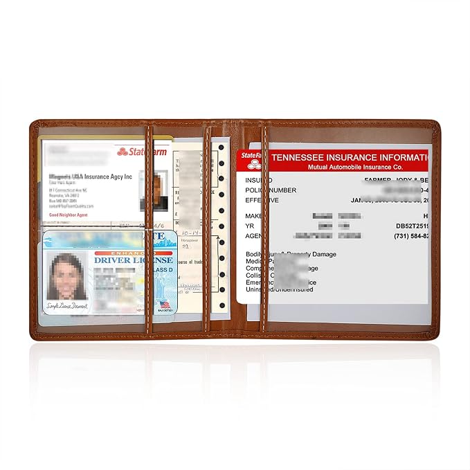 Car Registration and Insurance Holder, 5.5 x 5 Inch PU Leather Vehicle Glove - Image 3