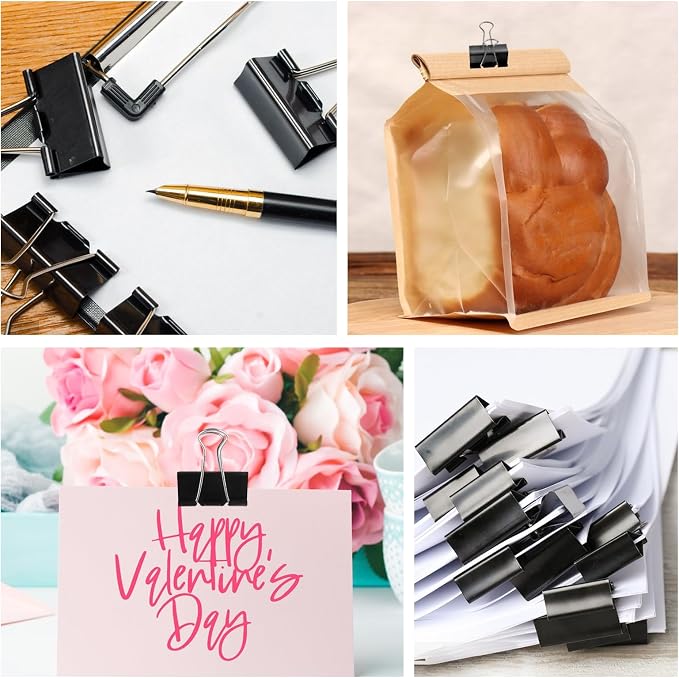 180 Pcs Small Binder Clips Black, 0.59 in/15mm Mini Binder Paper Clips - Image 4