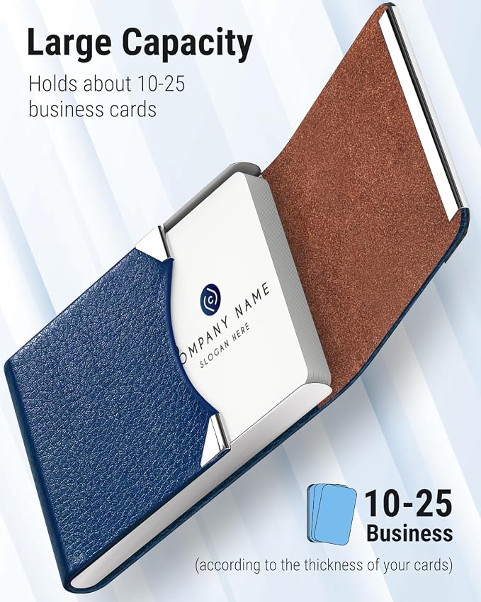 MaxGear Business Card Holder, PU Leather & Stainless Steel Business Card Case - Image 2