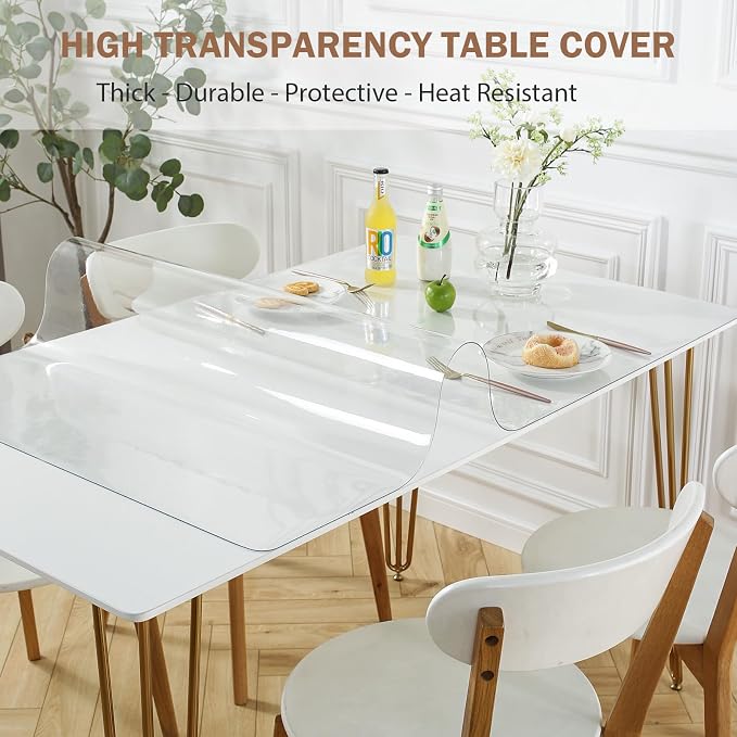LovePads Clear Table Cover Protector 48 x 84 Inch, 1.5mm Thick Plastic Table - Image 2