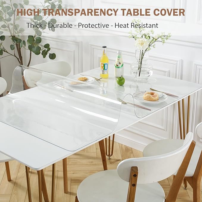 LovePads Clear Table Cover Protector 38 x 78 Inch, 1.5mm Thick Plastic Table - Image 2