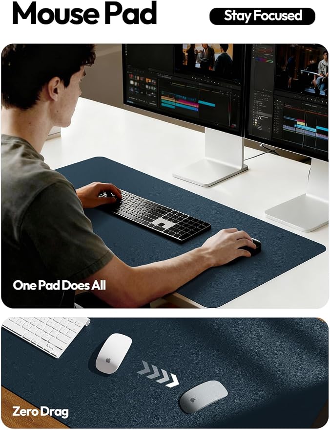 YSAGi Leather Desk Pad Protector, Office Desk Mat, Large Mouse Pad, Non-Slip PU - Image 4