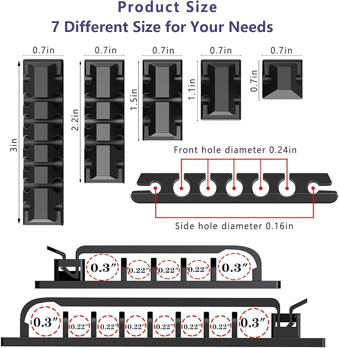ELII 327 PCS Cable Management Kit 4 Cable Cable Sleeves, 65 Cable Clips - Image 5