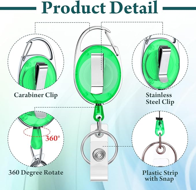 Laumoi 80 Packs Retractable ID Badge Holder Name ID Badge Reel Clips Keychain - Image 3